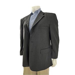 Stafford Performance Classic Fit Grey Wool Pin Striped Mens Blazer Size 42S